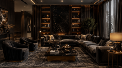 Dark Moody Luxury Living Area Design Ideas
