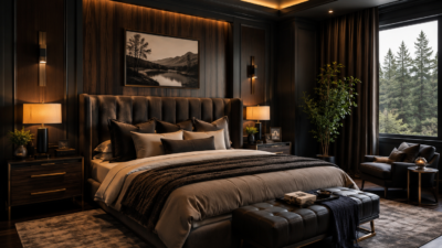 Dark Moody Luxury American Bedroom Design