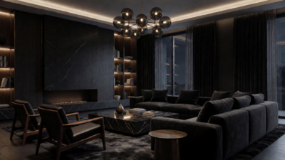 Dark Moody Luxury American Living Area Design
