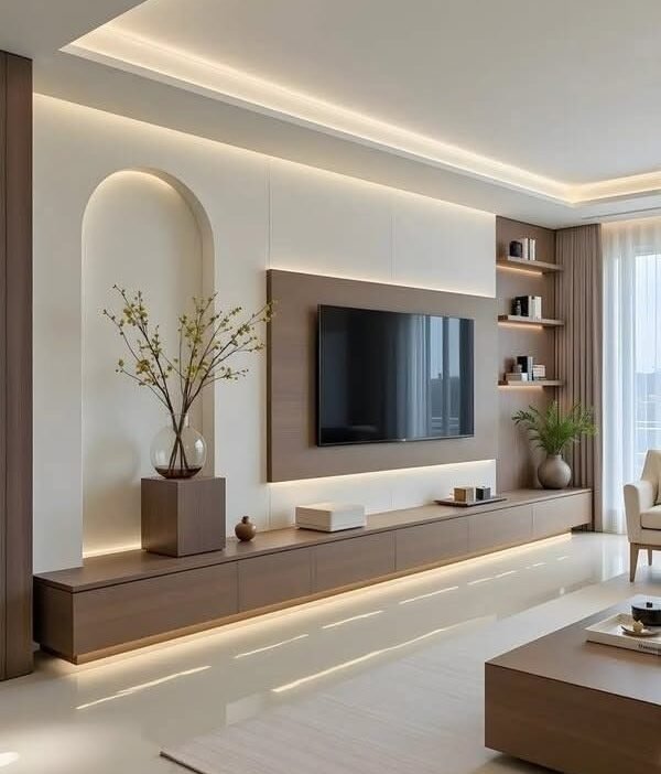 Gilded Glam Luxury TV Wall Design
